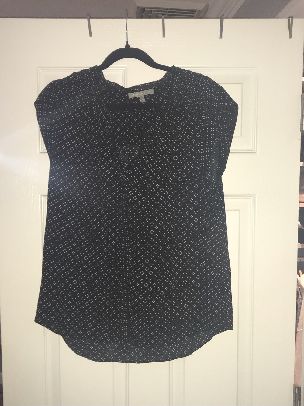 Daniel Rainn Black Short-Sleeve Dot-Pattern Blouse